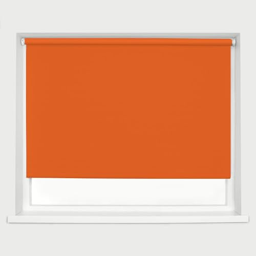Burnt Orange Blackout Roller Blinds Thermal Blackout Material Metal Brackets & FIttings 25mm Roller Tube Easy Fit Child Safe Bedroom Office 120cm Width x 160cm Length