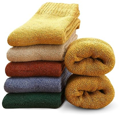 VoJoPi Warm Winter Thick Cozy Fuzzy Crew Thermal Boot Socks - 5 Pairs