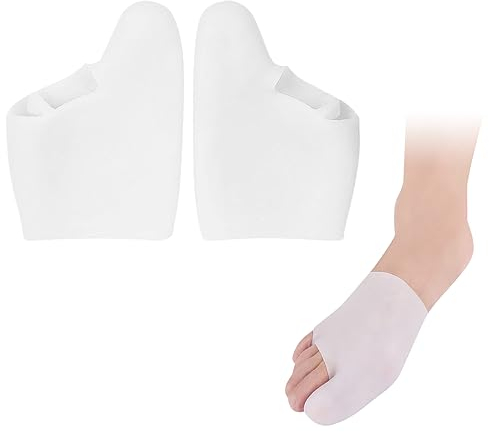 Volumoon 1 Paar Gel Zehenkappen Zehenschutz für Große Zehen, Silikon Zehenpolster Bunion Schmerzlinderung, Zehenkappen Bunionette für Blasen, Hühneraugen und Schwielen Verhindert Reibung (white)