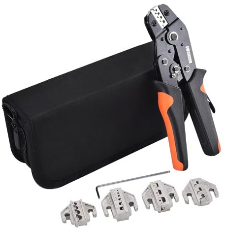 Rainorning SN-58B Ratchet Crimper Tool Change Jaws Kit Automotive Service Kit Crimping Plier for Non-Insulated/Open Barrel/Dupont Connector