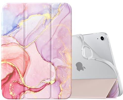 MoKo Hülle für iPad (A16) 11./10. Generation (2025/2022), HelGoldmarmor | Dünn Ständer Schutzhülle mit Weicher TPU-Rückseite Ultradünne PU Leder Schutzhülle Unterstützt Touch ID Auto Schlafen/Wachen