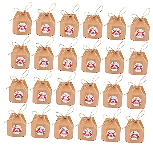 SOLUSTRE 50 Stück Schachteln Weihnachts-Süßigkeiten-Box Feiertags-Dessert-Taschen weihnachtskekstüten Geschenkboxen für Weihnachten Weihnachtsboxen Aufkleber Verpackung Weihnachtspapier