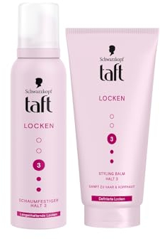 Taft Schwarzkopf Schaumfestiger Locken (150 ml) Haltegrad 3 Haarschaum für Langanhaltende Locken & Balm Styling (150ml) Haarstyling-Balsam für Lockiges Haar Vegan