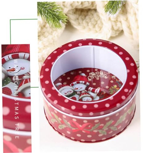 MAGICLULU Süßigkeitendose Für Weihnachten Keksdose Aus Eisen Rundes Design Dekorativer Deckel Für Heimdekoration