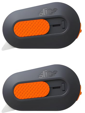 Slice Mini taglierino retrattile manualmente, taglierino sicuro in ceramica, dura 11 volte più lungo del metallo, apriscatole portachiavi, 2 pezzi
