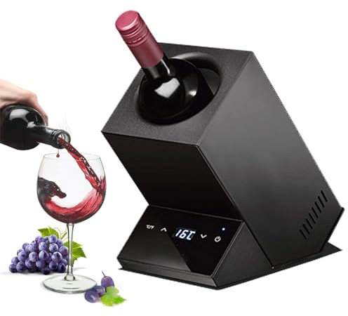 Enfriador de Vino eléctrico, Cubo para Vino Tinto y Blanco de 750 ml o Algo de champán, Enfriador de Vino sin Hielo de una Sola Botella de Acero Inoxidable,Black