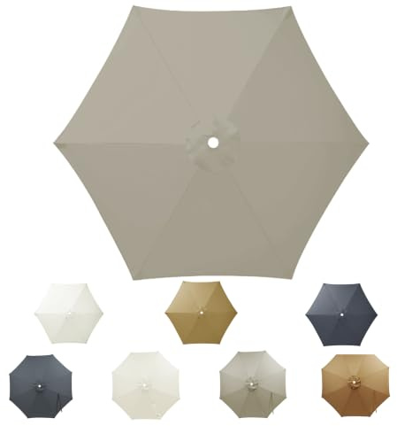 SANGOGO Housse de rechange pour parasol de marché, 3 m8, imperméable, avec pare-soleil,toile de rechange pour 8 baleines, baldaquin de rechange pour parasol d'extérieur