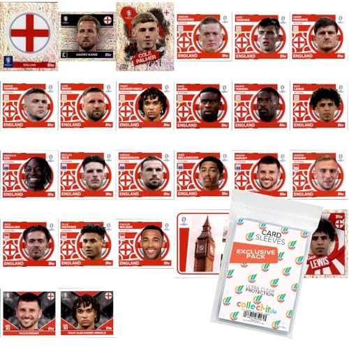 Bundle mit UEFA EURO 2024 Germany - Sammelsticker - Mannschaftspaket - England + Exklusive collect-it Hüllen