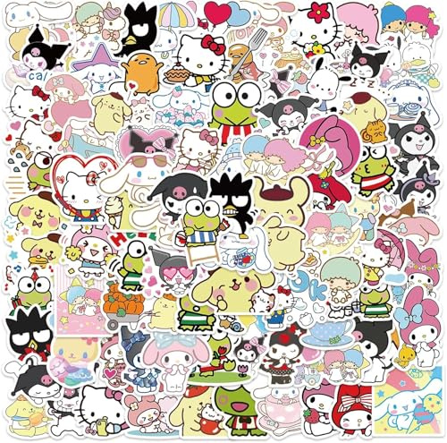 100Pcs Sanrio Stickers, Anime Stickers, Helllokittty Stickers MyMelody&Kuromi Cute Stickers Pack Kids Waterproof Sticker Aesthetic Vinyl Stickers, Ska