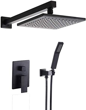 Badezimmer-Einhebel-Duscharmatur mit Zierventilkörper, Handbrause, komplettes Set, Premium-Mattschwarz-Regendusche, Luxus-Duschset
