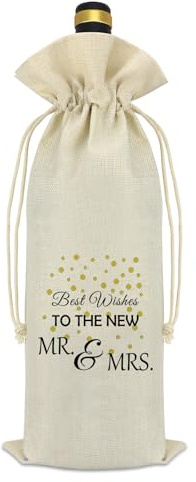 Wedding Gifts for Couples Mr and Mrs Gifts Wine Bag Wedding Gift for Bride Groom Engagement Gift for Him Her Bridal Shower Present Newlywed Bride to Be Present Reusable Wine Bottle Bags