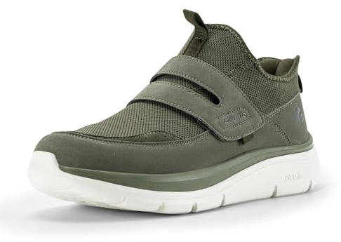 FitVille Men's Extra Wide Width Slip-on Trainers with Adjustable Straps, Easy on & Off Comfortable Walking Shoes for Swollen Feet, Cloud Wanderer V5 Wide 10.5 UK Dove Grey