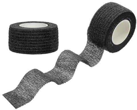 PATIKIL Sport Selbstklebendes Band, 2er Pack 2 X 5 Yards Verband Wrap Atmungsaktives Elastisches Band Verhindert Fingerreibung für Golf Baseball Volleyball, Schwarz