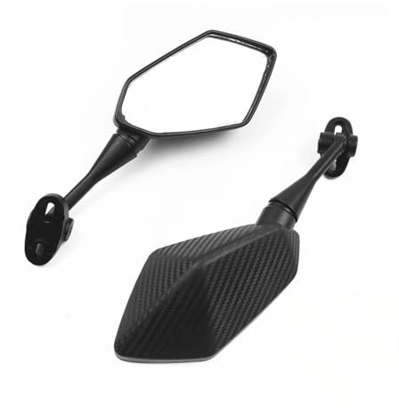 Lenkerendenspiegel Für Y&amaha YZF R1 R6 R25 R15 R125 R3 R1S R1M FZ6R Spiegel Motorrad Roller Rückspiegel Carbon Look Rückspiegel Seitenansicht am Lenker(Carbon kurz)