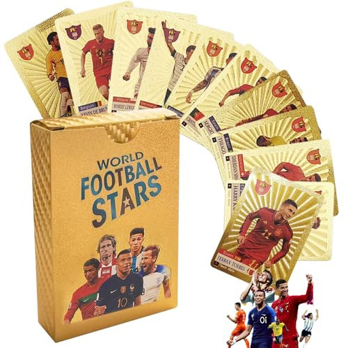 DAJILI Football Star Cards, 55Pcs Football Cards 2025 Premier League, Gold Foil Top Footballs Card, Birthday Gift