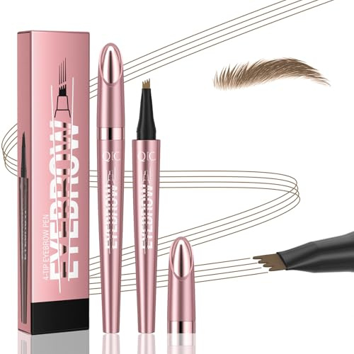Magischer Augenbrauenstift mit 4 Mikrogabelspitzen, Lang anhaltendes Microblading Augenbrauenstifte, Wasserdichter Schweißfester Wischfest, Leicht Natürliche Augenbrauen Brauen (01#Light Brown)
