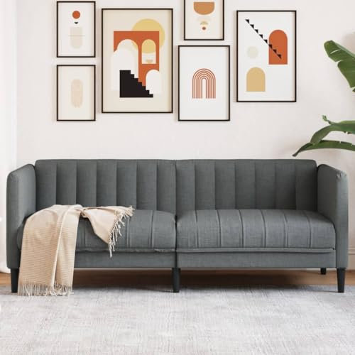 Hommdiy Sofa, Couch mit Fußhocker, Liegesofa für Wohnzimmer, Polstersofa Sessel Relaxsofa Loungesofa Relaxcouch TV Sofa Dunkelgrau,2-Sitzer