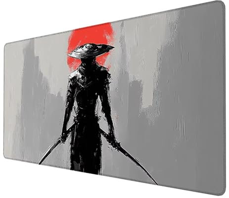 Gaming Mouse Pad, Large Computer Keyboard Mouse Mat Desk Pad (Japanese Samurai), Mouse Mat 1200x600x3mm Mouse Mat Gaming, Non-slip Rubber Base, Waterproof Surface Durable Stitched Edges (Black) C-TC