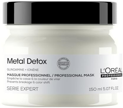 L'Oréal Professionnel Paris Maschera Ristrutturante per Tutti i Tipi di Capelli Danneggiati, Rischio di Rottura Ridotto, Colore Protetto, Capelli Forti e Setosi, Metal Detox, 150 ml