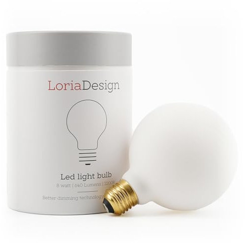 LoriaDesign Small Edison Screw LED Bulb – Dimmable 2200K Warm White, Energy-Saving Candle Light Bulb for Decorative & Ambient Spaces, Lamps, Salt Lamps, Scentsy (E27 Porcelain G100)