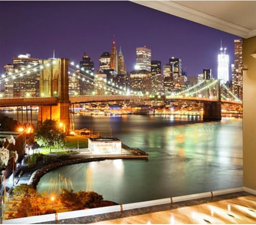 Fotomurale New York Carta da Parati Viola 3D Fotomurali In Tessuto Non Tessuto 250x175 Decorazione Parete Camere da Letto Soggiorno Pareti Murale Poster Giganti a.4955