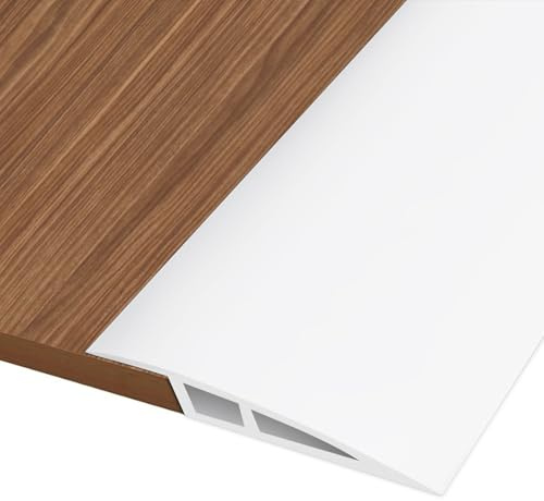 Hengrongshen PVC Türschwellen Leiste, 2M * 7CM Übergangsprofil Selbstklebend, Übergangsleiste Boden Höhenausgleich Abdeckleiste für Parkettböden Laminate Schwellen (Weiß, für 15mm bis 20mm)