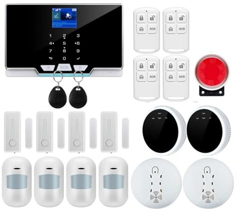 NGBFF Sistema Allarme Casa, Smart Alarm 11 Lingue 433 MHz gsm Antifurto di Sicurezza Domestica Wireless con Telecomando,per la Sicurezza Domestica