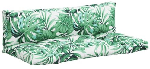 vidaXL Palettenkissen 3-TLG., Palettenpolster für Europaletten, Palettensofa Kissen Indoor Outdoor, Palettenauflage Sitzkissen Rückenkissen Seitenkissen, Blattmuster Stoff