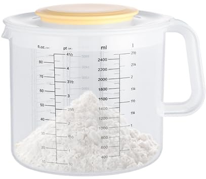 Verre doseur pour cuisson – Bol mélangeur de 2400 ml avec échelle graduée | Tasse à mesurer de cuisine pour crème, jus, salade | Bol mélangeur résistant aux éclaboussures pour la cuisine, le mélange
