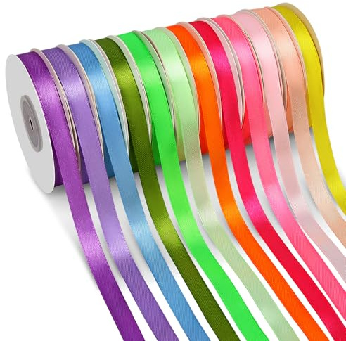 Geschenkband Satinband 12 Farben, 10mm x 20m Kontinuierliches Schleifenband für Geschenkverpackung