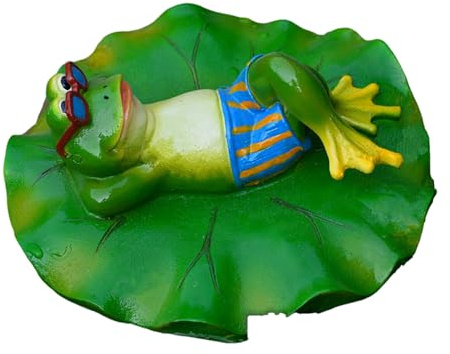 LAGUOE Rane galleggianti artificiali all'aperto artigianato artificiale verde galleggiante rane forniture da giardino figure stagno decorazioni casa per salotti casa per uffici moderni per scaffali