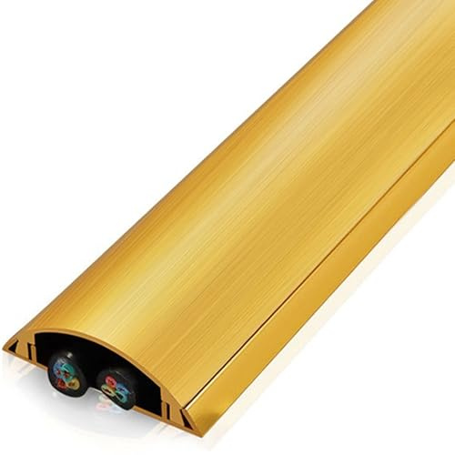 Passacavi Pavimento da 100 Cm, Canalina Passacavi Calpestabile Autoadesiva, Previene Inciampi, Gestione Dei Cavi per Uffici, Palestre, Fiere(Gold,4 * 1.2cm/39 * 1.6 * 0.5in)