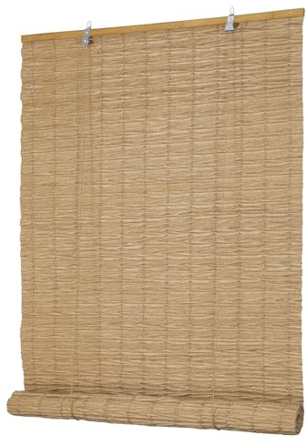 Grandekor Store Enrouleur Occultant Bambou Artificiel PE Résistant Extérieur pour Terrasse Véranda Pergola Porte & Fenêtre, 60x160cm, Naturelle