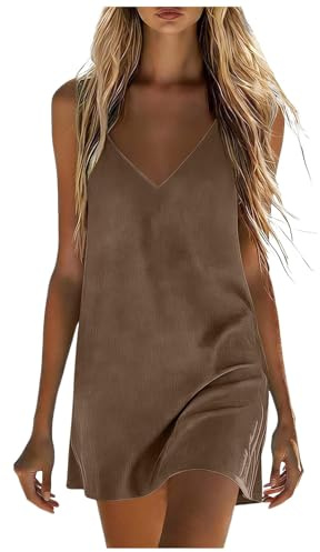 Vestidos de Verano para Mujer 2026 Algodón y Lino Vestido Corto Falda de Tirantes Elegante y Cómodo para Playa, Vestidos Largo Cintura Alta Cómodo y Transpirable Vestidos Playeros