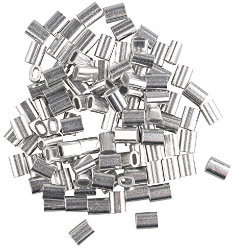 Futheda 100 PCS 1,2 mm Kabel Draht Seil Aluminium Oval geformte Ärmel Clips Crimpen Schlaufen silber Ton