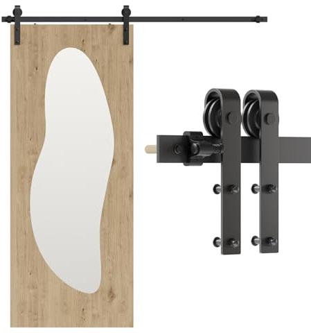 201cm/6.6FT Schiebetürbeschlag Set Schiebetürsystem Zubehörteil für Schiebetüren Innentüren, Schwarz/Sliding Barn Door Hardware Kit