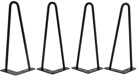4er Set Haarnadel Tischbeine, DIY Tischbeine Möbelfüße Tischkufen aus Stahl mit Bodenschoner und Schrauben Verfügbar, 30cm, schwarz