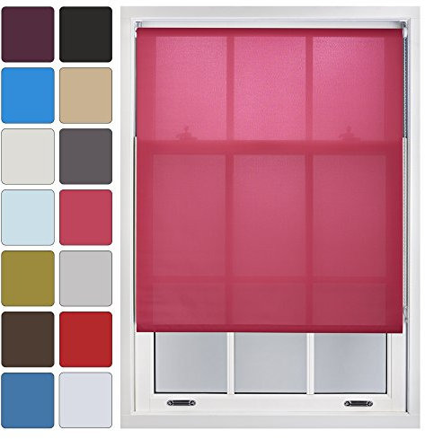 FURNISHED Jalousien für Fenster, maßgefertigte Tageslicht-Rollos – transparente, Nicht verdunkelnde Jalousien, blickdichte Stoffrollos, einfach zu montierende Jalousien, Fuchsie, bis zu 60W x 210H cm