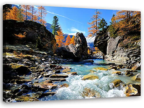 Bild auf Leinwand Fluss Kunstdruck modern Landschaft Blau 40x30 cm