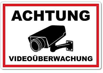 STROBO Achtung Videoüberwachung Hinweisschild | Stabile 3mm Hartschaumplatte als 30x20cm Schild mit UV-Schutz für den Außenbereich