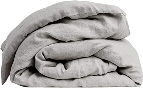 My Linen Home Bettdeckenbezug aus 100% Stonewashed Leinen in Natur I Steppdeckenbezug I Maschinenwaschbar I Bettdeckenbezug mit Reißverschluss I Single Bettdecke 135x200 cm