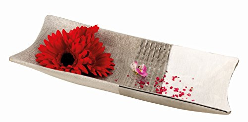 Mel-O-Design Exklusive hochwertige Dekoschale in Silber weiß - 39x18 cm - Obstschale - groß