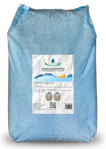 acquaverde | Sabbia Quarzifera Filtrante, Quarzite Granulometria 0,4-0,8 mm, Quarzo Bianco Compatibile con Pompa Filtro di Piscine Intex e Bestway, 25 kg