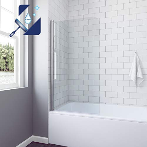 AQUABATOS® 80 x 140 cm Badewannenaufsatz Duschtrennwand für Badewanne Dusche Duschwand Glas aus 5 mm Einscheiben Sicherheitsglas Echtglas Nano Beschichtung