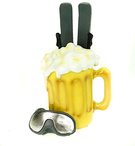 Udo Schmidt Spardose Aprés Ski Bierglas mit Ski 16 cm Sparschwein Urlaub Winter Schnee