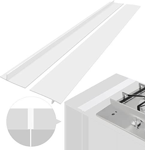 Silicone Stove Counter Gap Cover, 2 Pack 21 in Kitchen Gap Filler, White