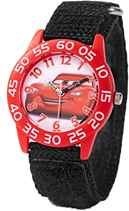Disney Pixar Cars 3 Montre analogique à quartz avec bracelet en nylon pour enfants, noir, noir, noir, Bracelet