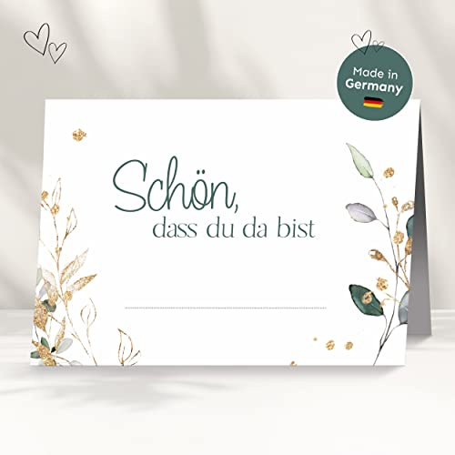 50 Tischkarten für deine Hochzeit | floral - Premium Platzkarte schön dass du da bist im Set, Sitzplatzkarte, Design Namenskarte für Gäste