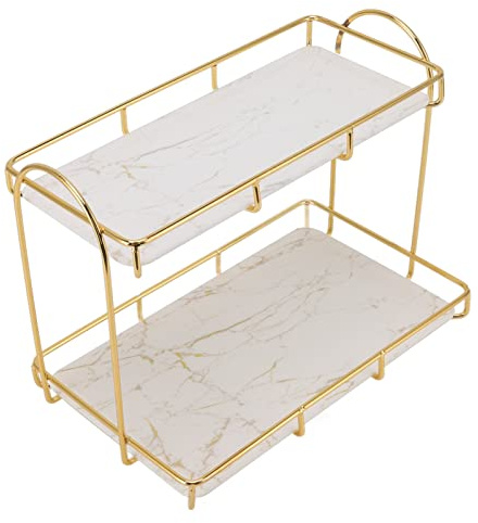 Schimer Badezimmer-Organizer, Arbeitsplatte, Parfüm-Organizer, Make-up-Organizer, Kosmetik-Aufbewahrungsregal, 2-Reifen-Waschtisch, Kommode, Küche, Gewürzregal (L)