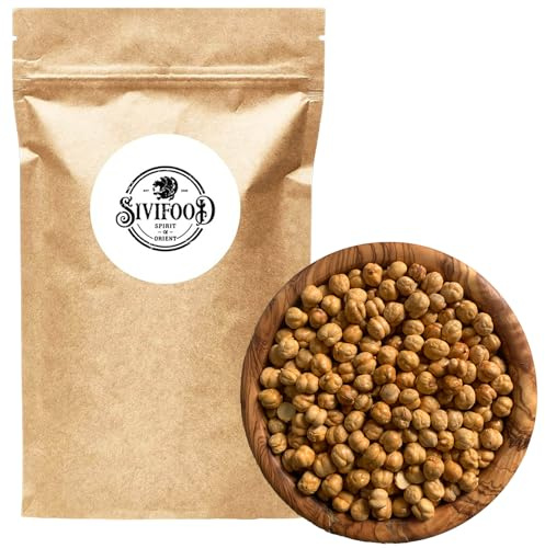 SIVIFOOD pois chiches rôtis 500g - pois chiches entiers rôtis naturellement, non salés, pelés sans additifs légumineuses snack sans sel Pois chiches rôtis Leblebi ezmesi